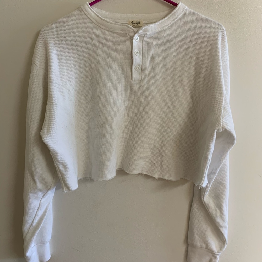 Brandy Melville white thermal Allie top - Picture 4 of 5